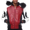 Robert Phillipe 8 Ball Women's Red and Black Bomber Leather Jacket