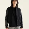 Root Classic 2.0 Black Wool and Leather Varsity Jacket