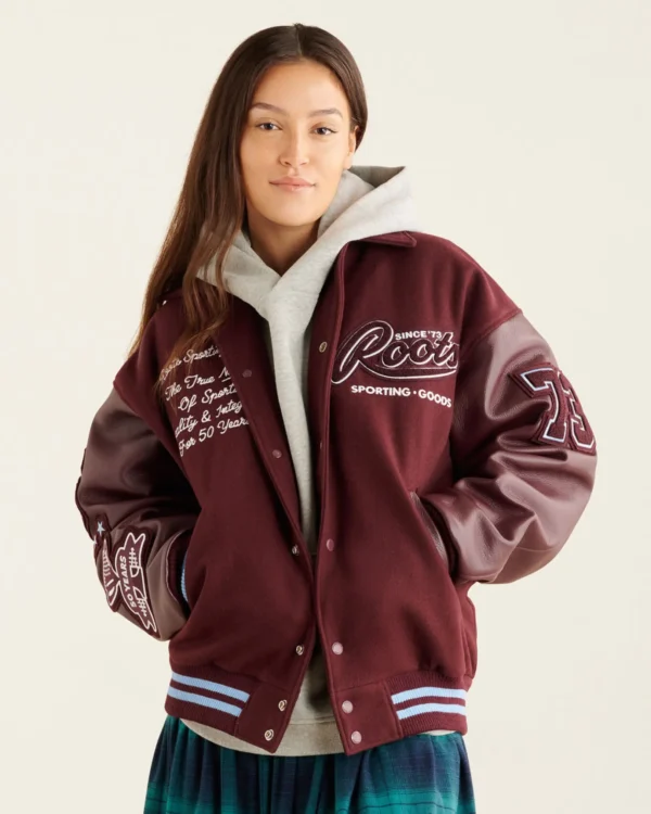 Roots Sporting Goods Maroon Wool Varsity Jacket