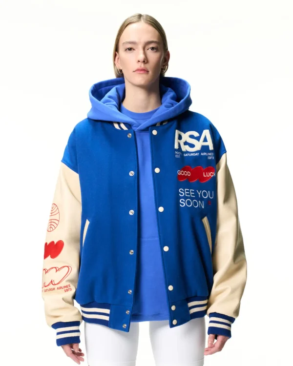 Roots X Mr. Saturday Blue and White Varsity Jacket