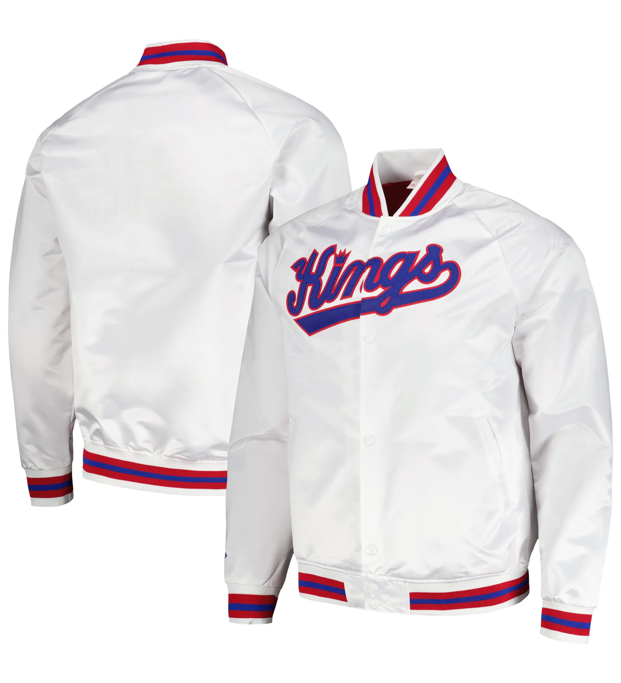 Sacramento Kings Classics Throwback Wordmark White Varsity Jacket 2