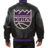 Sacramento Kings Full Leather Black Varsity Jacket 1