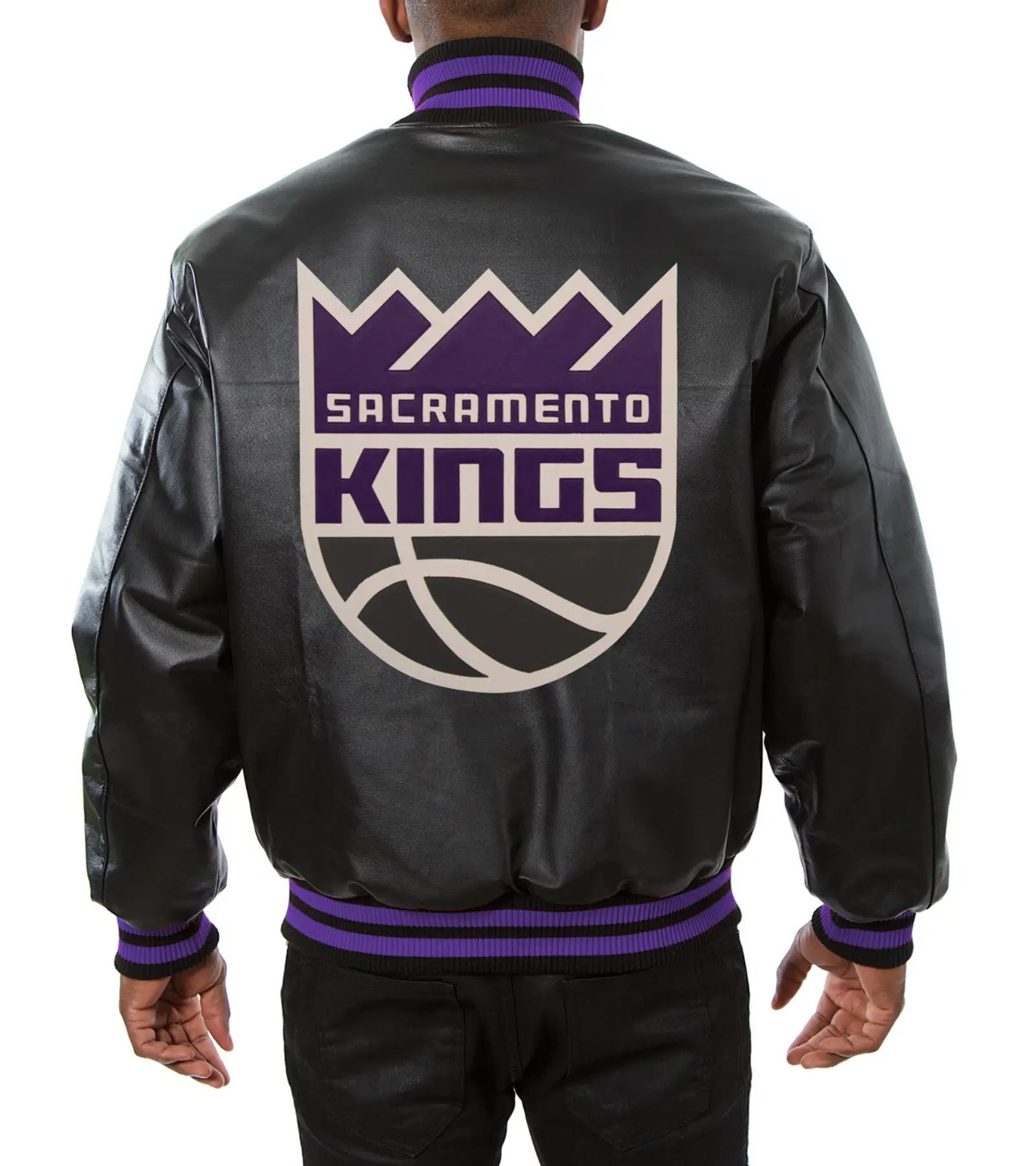 Sacramento Kings Full Leather Black Varsity Jacket 1