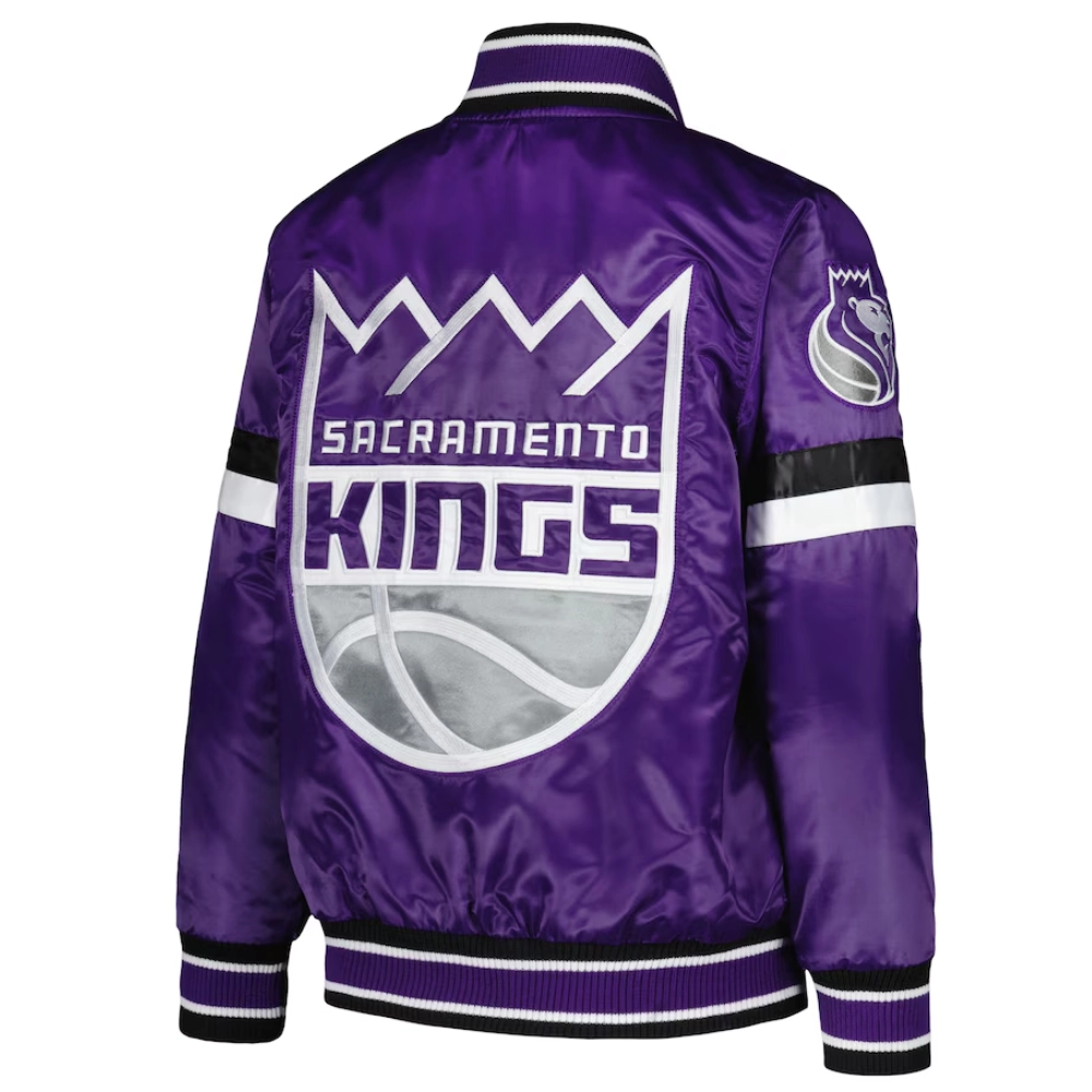 Sacramento Kings Home Game Satin Varsity Purple Jacket 1
