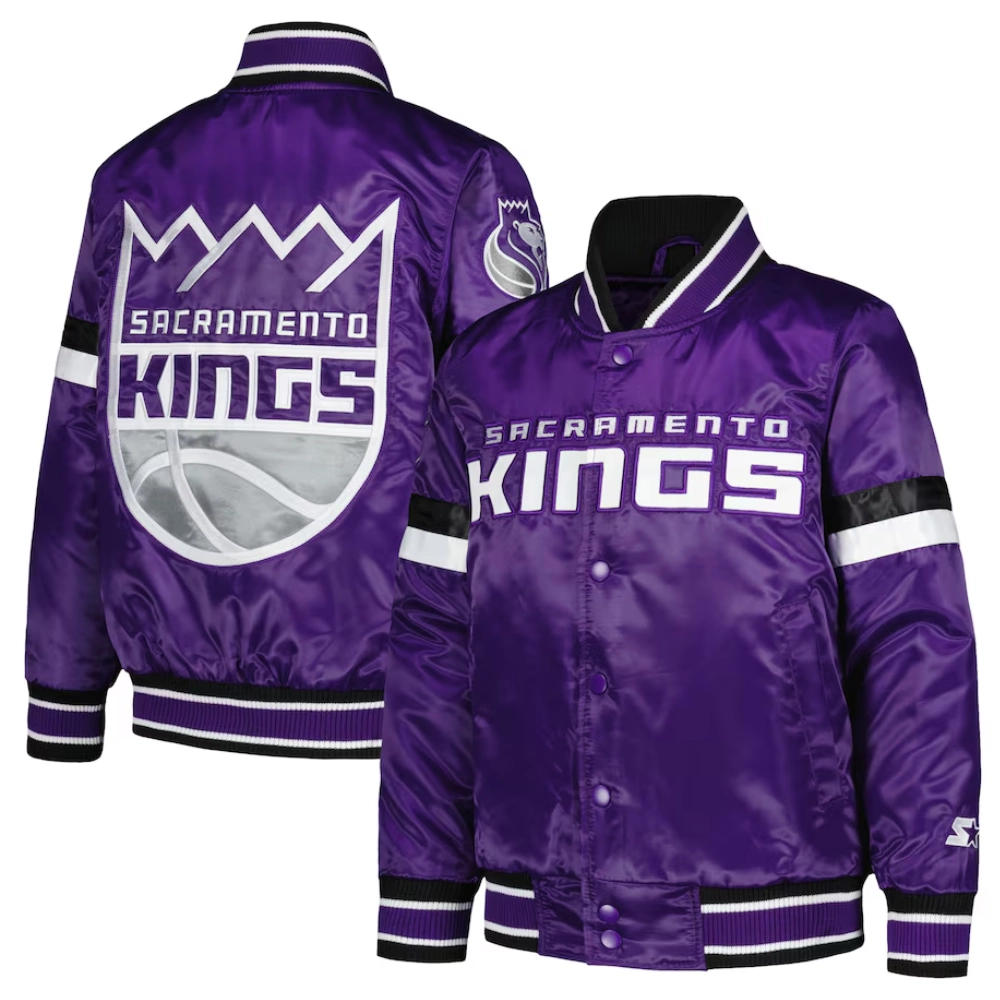 Sacramento Kings Home Game Satin Varsity Purple Jacket 2