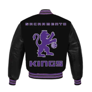 Sacramento Kings Letterman Black Wool & Leather Varsity Jacket 1