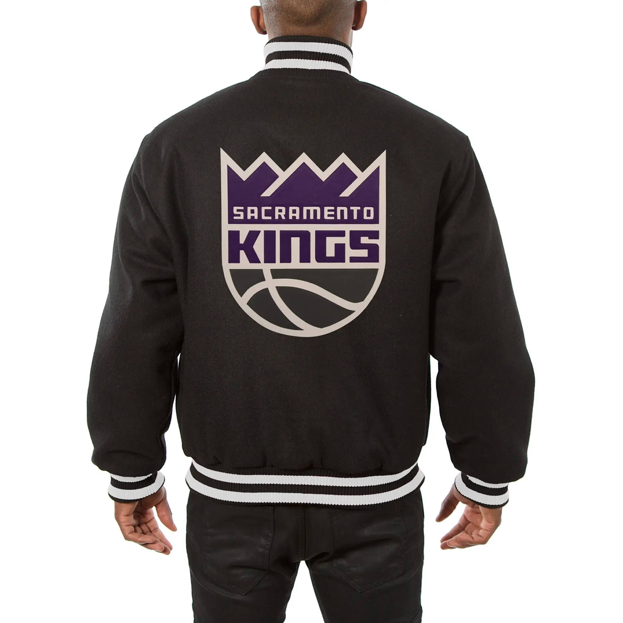 Sacramento Kings One Color Full Wool Varsity Black Jacket 1