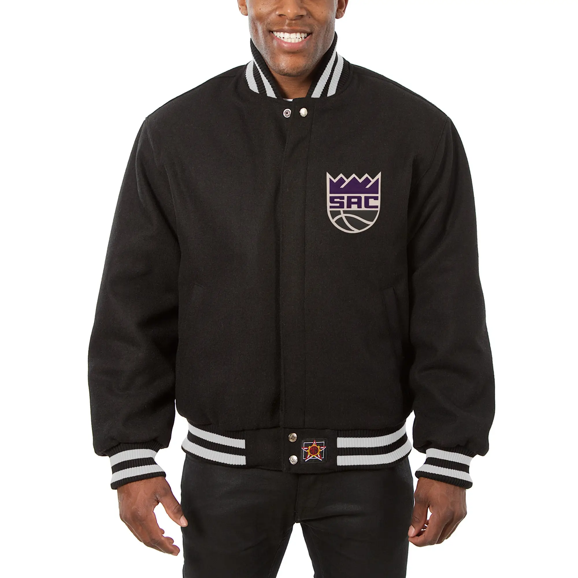 Sacramento Kings One Color Full Wool Varsity Black Jacket