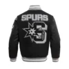 San Antonio Spurs Mashup Wool & Leather Black Varsity Jacket 1