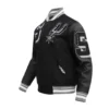 San Antonio Spurs Mashup Wool & Leather Black Varsity Jacket 2