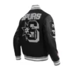 San Antonio Spurs Mashup Wool & Leather Black Varsity Jacket 3