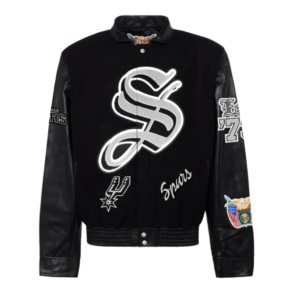 San Antonio Spurs Old English Varsity Black Jacket