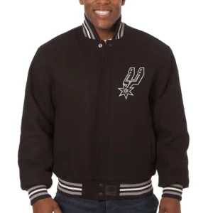 San Antonio Spurs One Color Full Wool Black Varsity Jacket