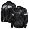 San Antonio Spurs Pick & Roll Black Satin Varsity Jacket 3
