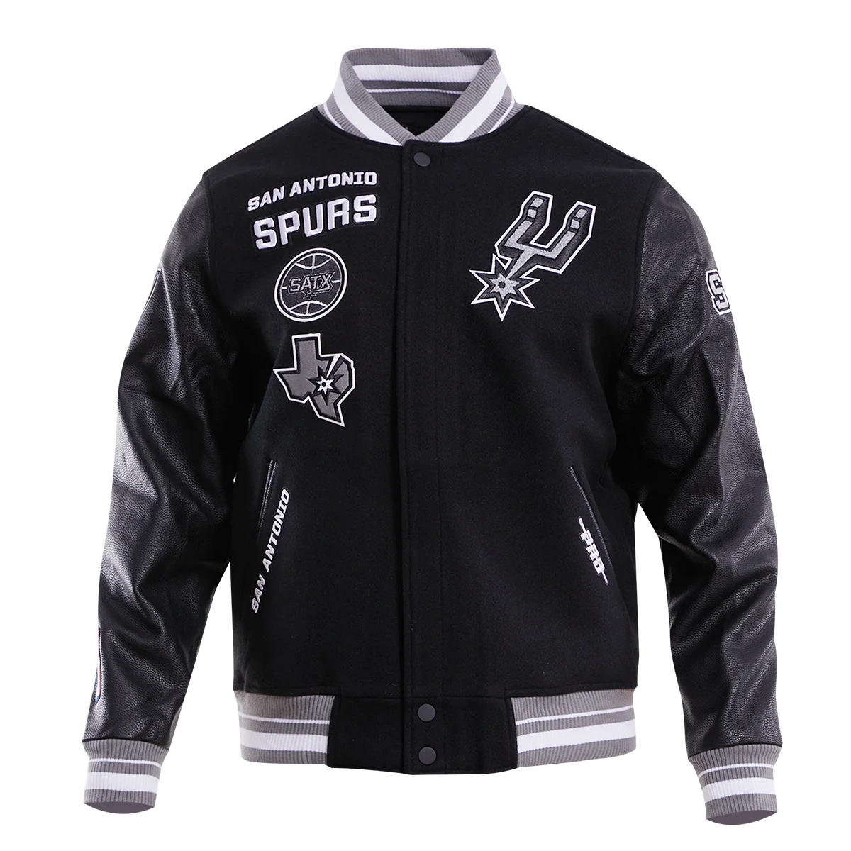 San Antonio Spurs Retro Classic Black Wool & Leather Varsity Jacket