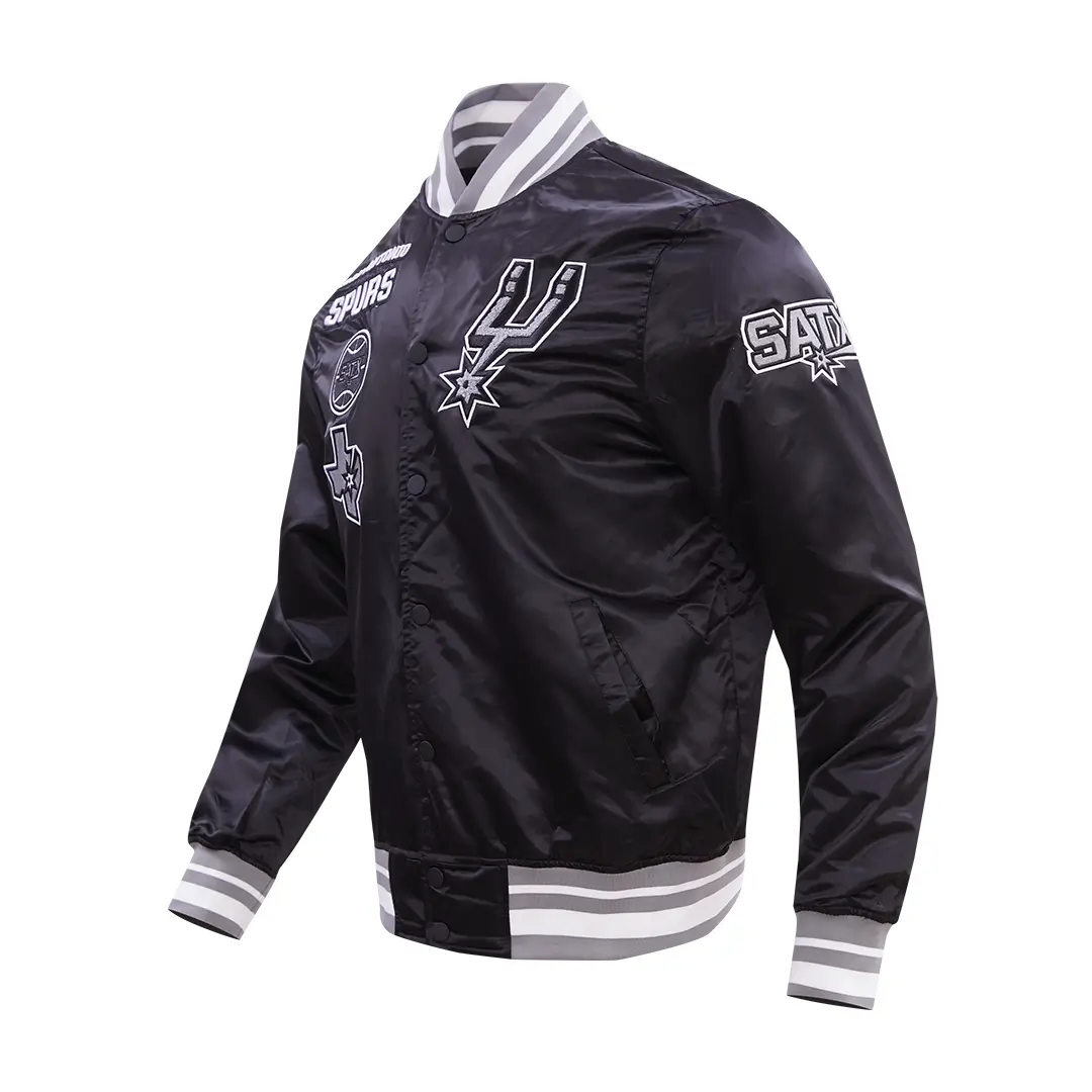 San Antonio Spurs Retro Classic Satin Black Varsity Jacket 1