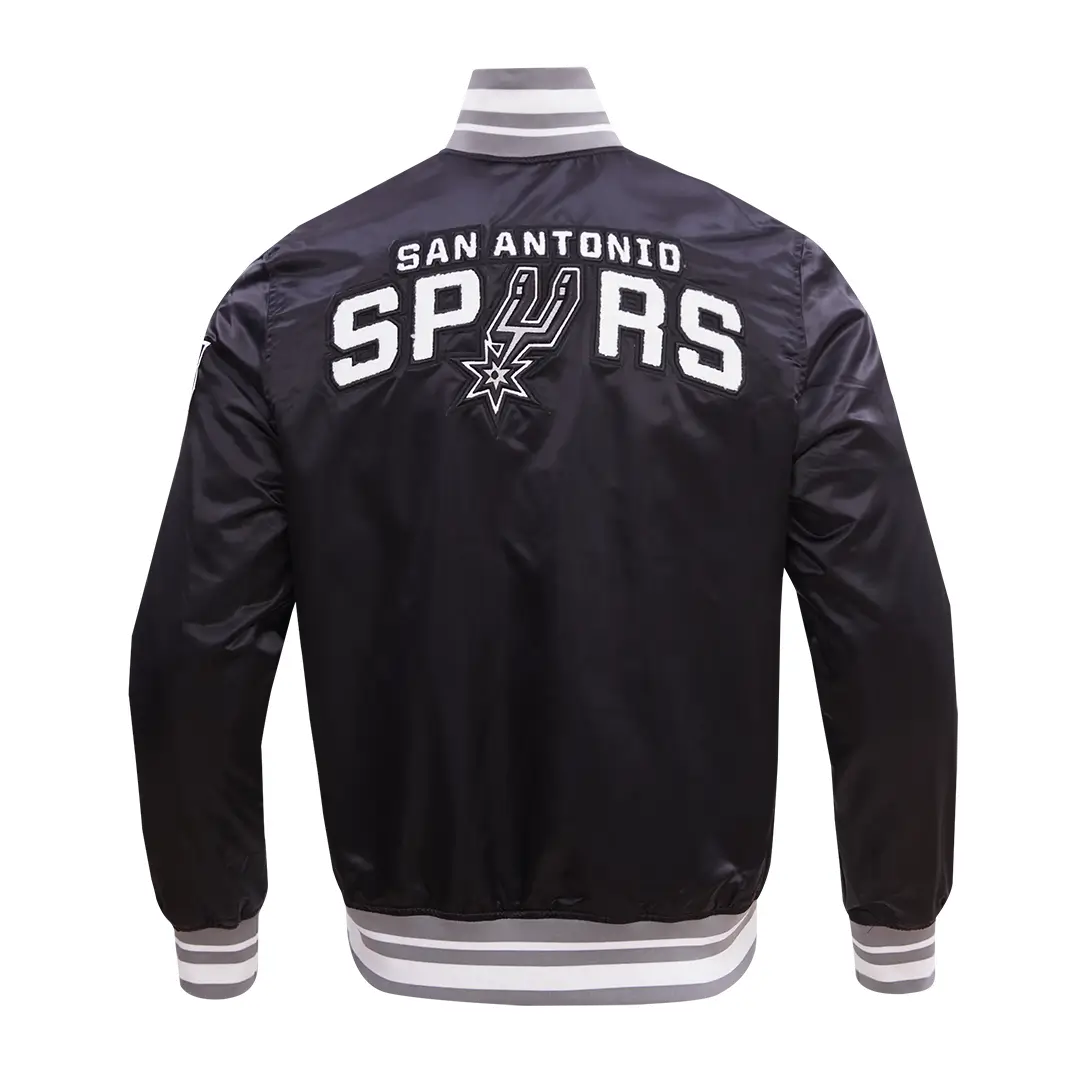 San Antonio Spurs Retro Classic Satin Black Varsity Jacket 4