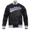 San Antonio Spurs Script Tail Black Satin Varsity Jacket