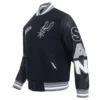 San Antonio Spurs Script Tail Black Wool & leather Varsity Jacket 1