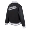 San Antonio Spurs Script Tail Women’s Black Wool and Leather Varsity Jacket 2