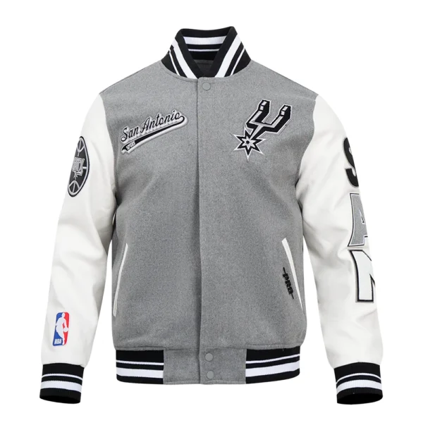 San Antonio Spurs Script Tail Wool & Leather Varsity Jacket