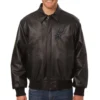 San Antonio Spurs Shirt Collar Leather Varsity Black Jacket