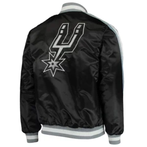 San Antonio Spurs The Offensive Black Satin Varsity Jacket 1