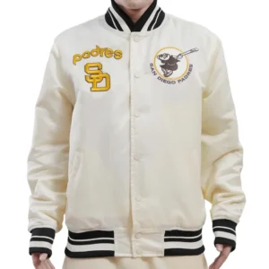 San Diego Men's Padres Retro Classic Full-Snap White Varsity Jacket