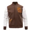 San Diego Padres Classic Logo Brown & White Varsity Jacket 2