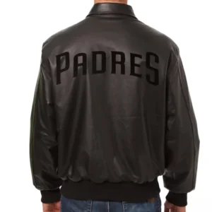 San Diego Padres Full Black Bomber Varsity Leather Jacket For Men's