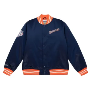 San Diego Padres Heavyweight Full-Snap Blue Satin Varsity Jacket
