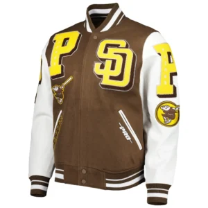 San Diego Padres Mashup Wool & Leather Varsity Jacket BrownWhite