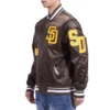 San Diego Padres Old English Full-Snap Satin Varsity Brown Jacket 2