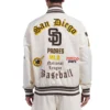 San Diego Padres Old English Full-Snap Satin Varsity Cream Jacket 1