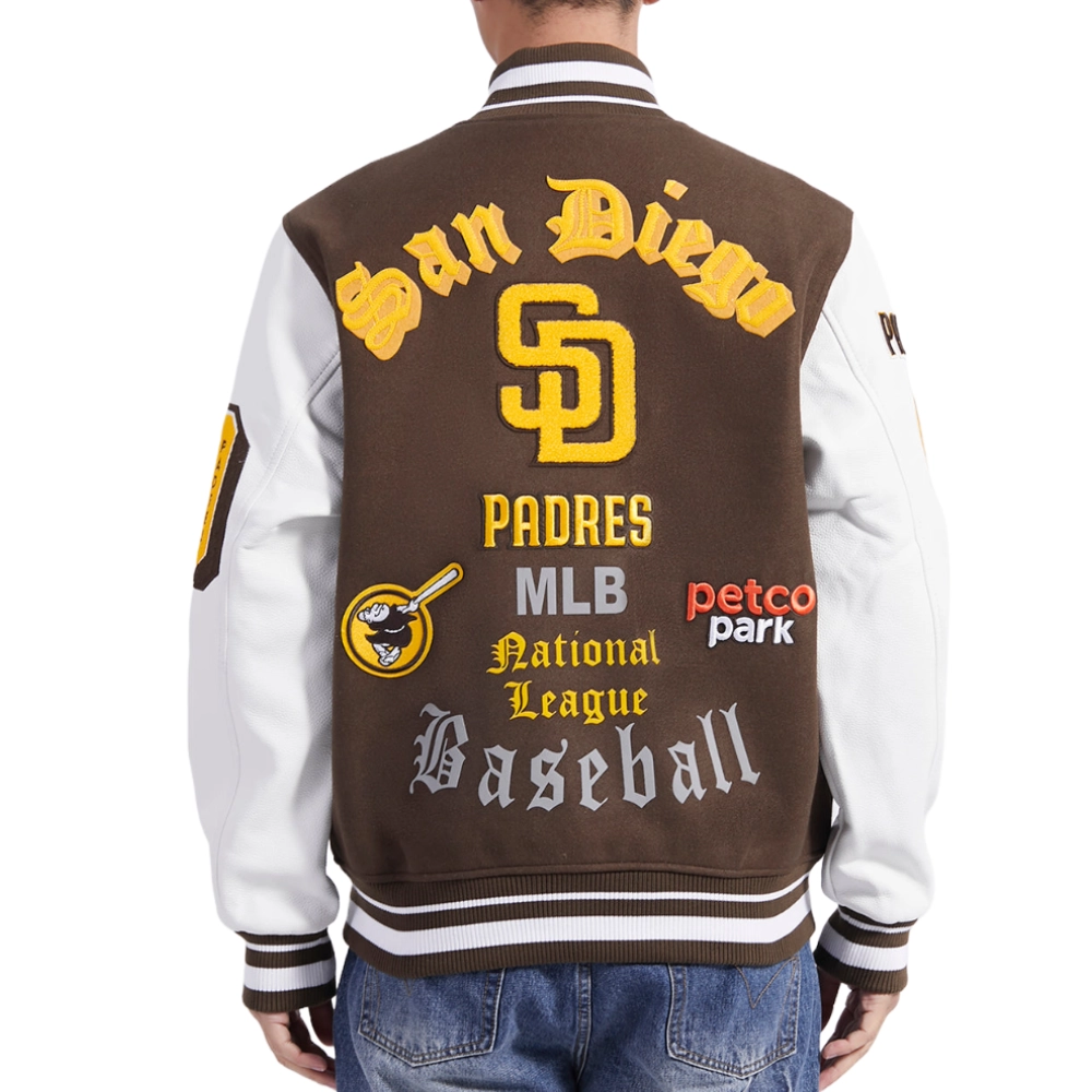 San Diego Padres Old English Wool & Leather Varsity Jacket 1