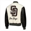 San Diego Padres PLEASURES Varsity Jacket White & Black 1