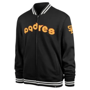 San Diego Padres Pack Pro Camden Full-Zip Track Varsity Black Jacket