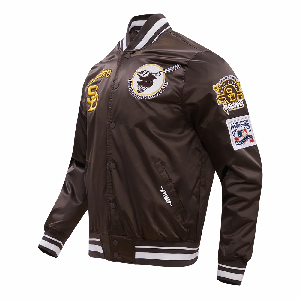 San Diego Padres Retro Classic Full-Snap Satin Varsity Brown Jacket 2