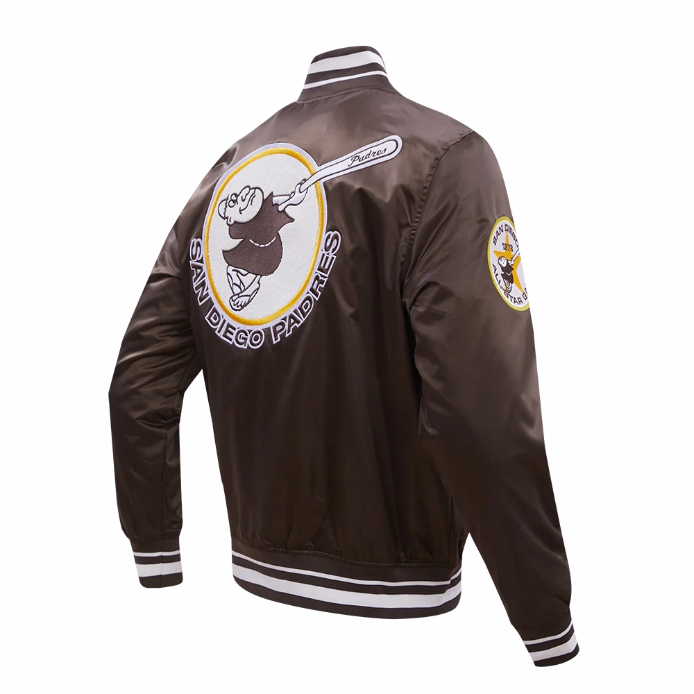 San Diego Padres Retro Classic Full-Snap Satin Varsity Brown Jacket 3
