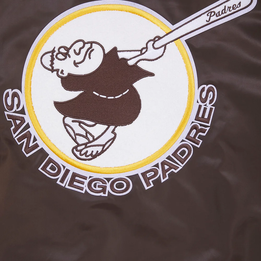 San Diego Padres Retro Classic Full-Snap Satin Varsity Brown Jacket 5