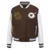 San Diego Padres Retro Classic Women’s Wool & Leather Varsity BrownWhite Jacket