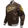 San Diego Padres Script Tail Full-Snap Satin Varsity Brown Jacket 2