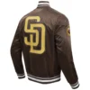 San Diego Padres Script Tail Full-Snap Satin Varsity Brown Jacket 3