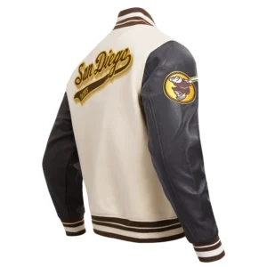 San Diego Padres Script Tail White & Black Varsity Jacket 1