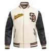San Diego Padres Script Tail White & Black Varsity Jacket 2