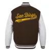 San Diego Padres Script Tail Wool & Leather Varsity Jacket 3