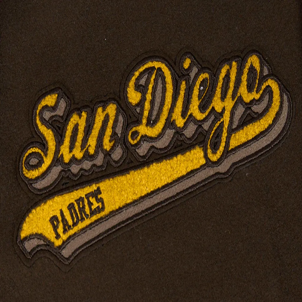 San Diego Padres Script Tail Wool & Leather Varsity Jacket 5