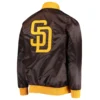 San Diego Padres The Ambassador Satin Varsity Brown Jacket 1