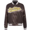 San Diego Padres Women’s Script Tail Full-Snap Brown Satin Varsity Jacket