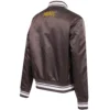 San Diego Padres Women’s Script Tail Full-Snap Brown Satin Varsity Jacket 3